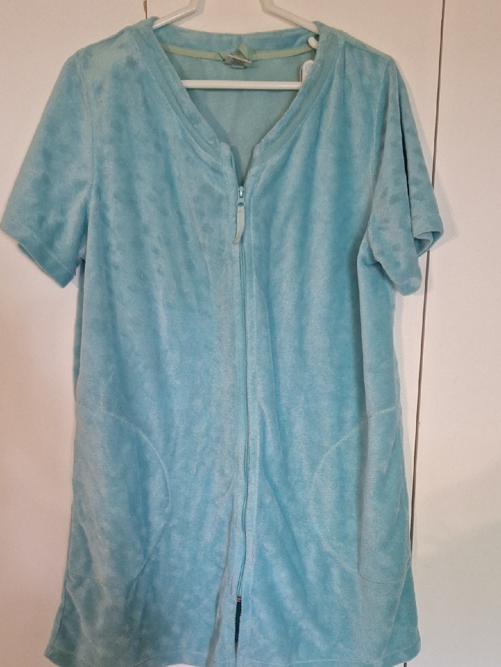 croft & barrow Light Aqua Blue Zip-Front Swim Coverup
